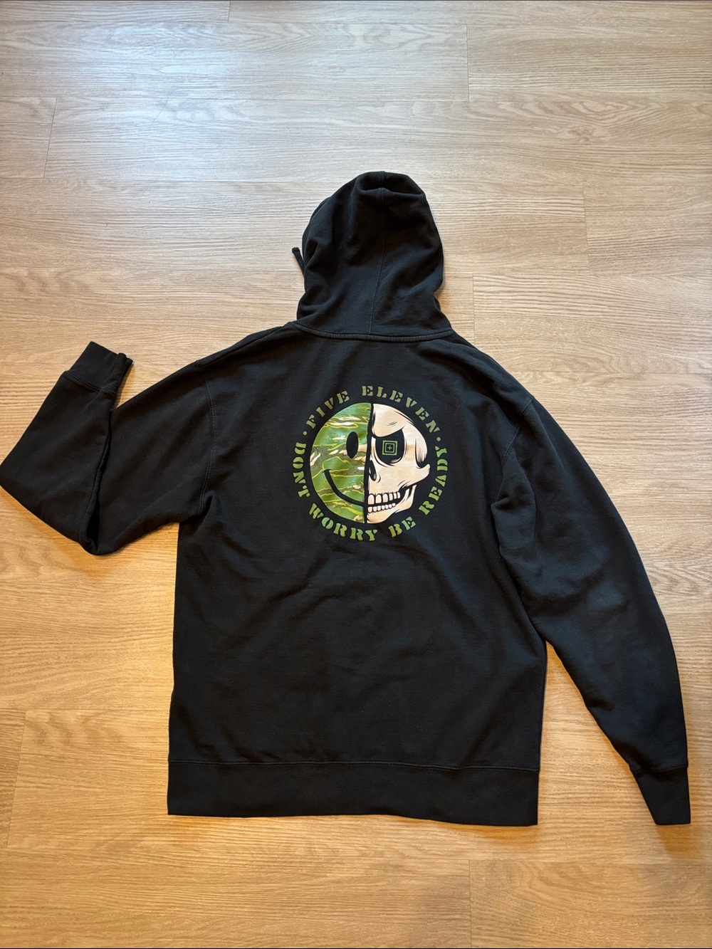 5.11 Tactical Men’s L “Don't Worry, Be Ready" Skull Motto Pullover Hoodie Black